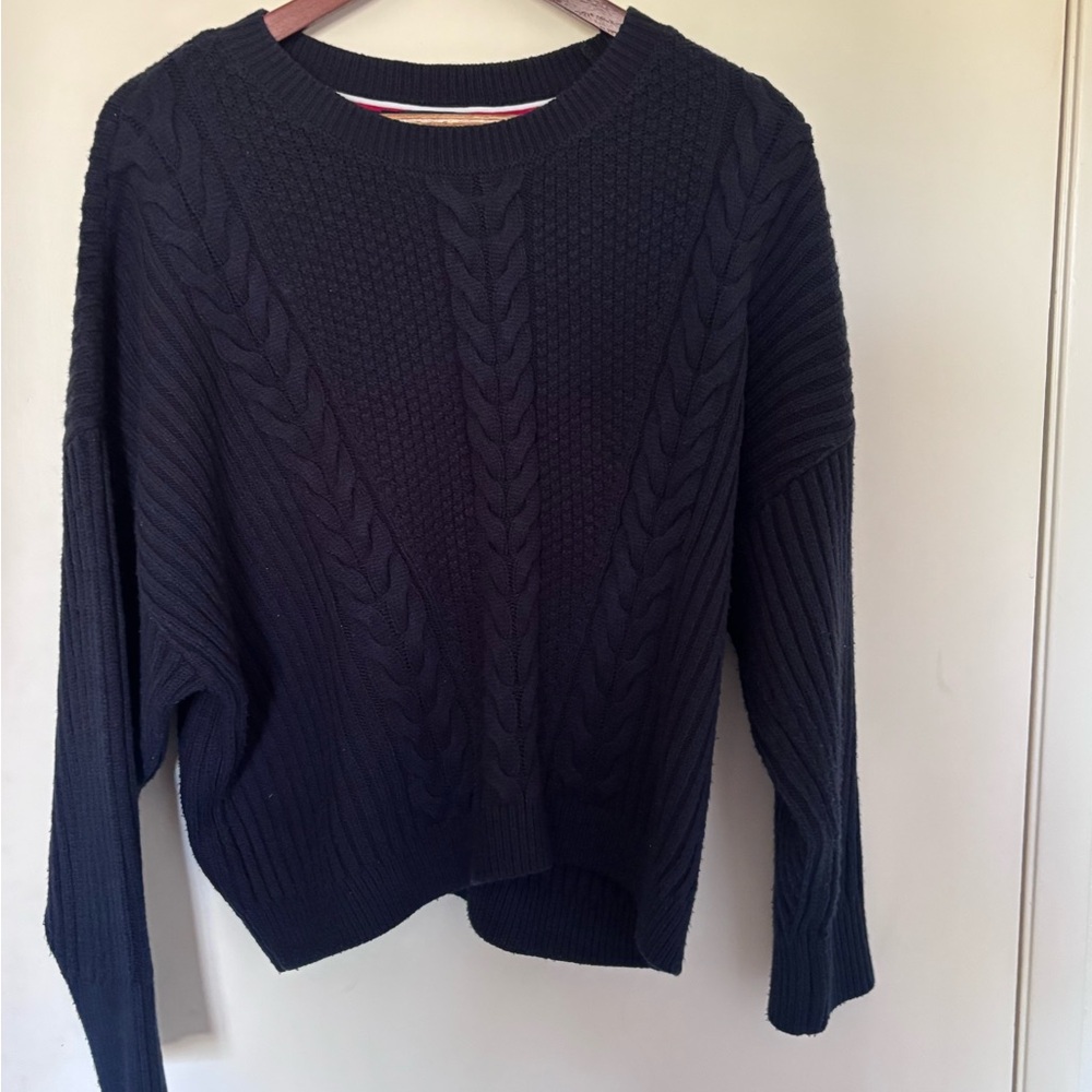 Tommy Hilfiger Navy Cable-Knit Crewneck Sweater